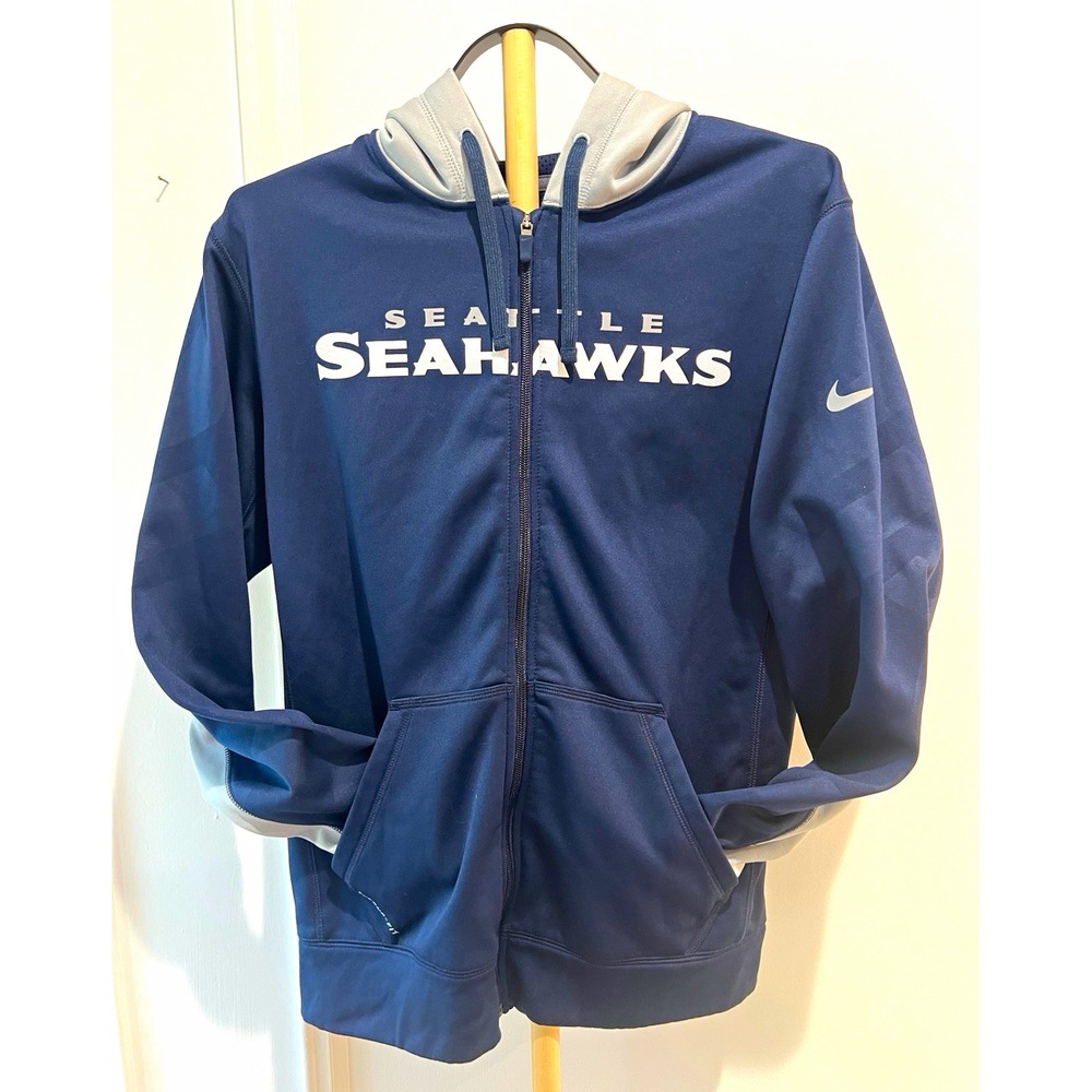 Nike Seattle Seahawks Therma FIT Hoodie Mens Small Navy Full Zip NFL 538451-419